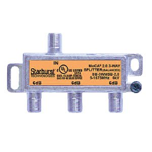 Starburst 3-Way Coax Splitter Horizontal SB-3WMSB-2.0 MOCA 2.0 CATV FIOS Verizon Frontier Compatible