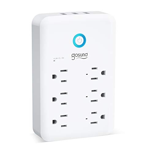 Smart Outlet, Gosund Wall Outlet Extender (15A/1800W), Multi WiFi Plug with 3 USB Ports (5V/3A 24W) and 6 Outlet Wall Adapter Plug Expanders Surge Protector Works with Alexa and Google Home