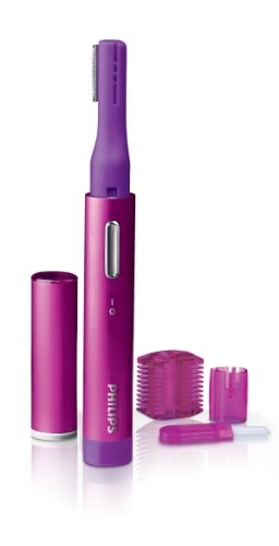 Philips Beauty PrecisionPerfect compact Precision Trimmer for Women, Facial Hair Removal & Eyebrows, HP6390/5, Pink/Purple, 1 Count