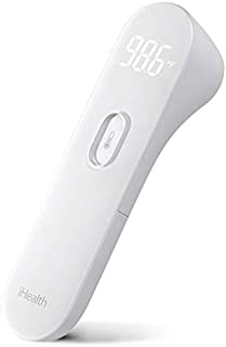 iHealth No-Touch Forehead Thermometer, Digital Infrared Thermometer for Adults and Kids, Touchless Baby Thermometer with 3 Ultra-Sensitive Sensors, Large LED Display and Gentle Vibration Alert (PT3)