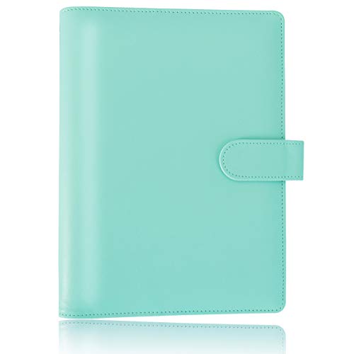 A5 Notebook Binder PU Leather Binder A5 6-Ring Binder Cover for A5 Filler Paper or Envelopes, Refillable A5 Personal Planner Binder with Magnetic Buckle Closure - Green