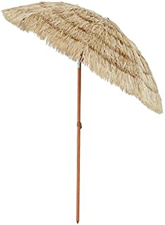 Aoxun 6.5' Thatch Patio Tiki Umbrella with Tilt - Tropical Palapa Raffia Tiki Hut Hawaiian Hula Beach Umbrella (NO Base)