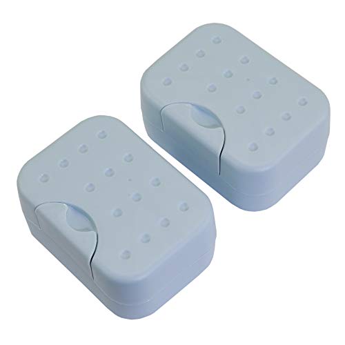 IZTOSS 2 Sets Soap Case Holder Container Box Dishes Home Outdoor Hiking Camping Travel-Blue