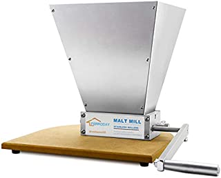 FERRODAY 2 Roller Stainless Steel Malt Crusher Heavy Duty Malt Mill Homebrew Grain Crusher Adjustable Barley Grinder Low Speed Drill Available Manual Malt Mill Stainless Steel Mill - Medium