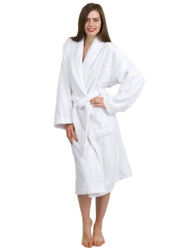 TowelSelections Women's Robe, Turkish Cotton Terry Shawl Bathrobe X-Small/Small White