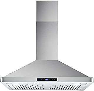 Cosmo 63175S 30 Inch 380 CFM Wall Mount Kitchen Range Hood with Soft Touch Digital Push Control and Energy Efficient LED Lighting, Stainless Steel