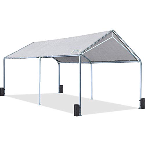 Quictent 10X20ft Upgraded Heavy Duty Car Canopy Galvanized Frame Carport Outdoor Boat Shelter with 3 Reinforced Steel Cables