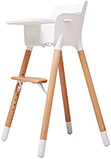 Wooden High Chairs for Feeding Baby and Toddlers with Removable Dining Tray,Safety Harness and Height-Adjustable Footrest Strong Enough