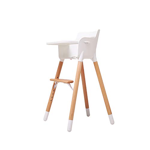 Wooden High Chairs for Feeding Baby and Toddlers with Removable Dining Tray,Safety Harness and Height-Adjustable Footrest Strong Enough