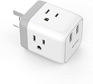 Australia New Zealand China Power Adapter, TROND 5-in-1 Travel Plug Adapter with 2 USB Ports, 3 American Outlets, for USA to Argentina Cook Islands Fiji Samoa, Type I