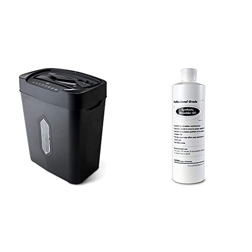 Aurora AU1220XA 12 Sheet Crosscut Paper and Credit Card Shredder with 5.2 gal Wastebasket & SL16 Professional Grade Synthetic Shredder Oil, 16 Oz Flip-Top Leak Proof Bottle