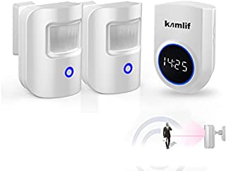 Driveway Alarm,Kamlif Wireless Home Security Driveway Alarm 1 Receiver and 2 PIR Motion Sensor,Patrol Infrared Alert System Kit Can Work on 5V Power Bank Supply for Outdoor,Stay Safe