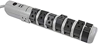 Monoprice 8 Outlet Rotating Surge Strip -Grey | UL Rated 2, 160 Joules with Grounded and Protected Light Indicator (111146) Gray