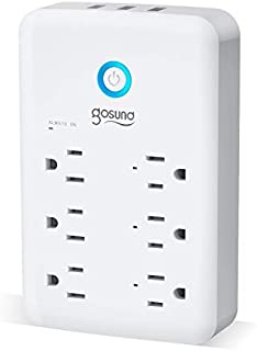 Smart Plug Outlet Extender, Gosund Surge Protector Power Strip Work with Alexa, Google Home, Wall Multi WiFi Outlet with 3 USB Ports, 6 Outlet Wall Adapter Plug Extender for APP Control,15A/1800W