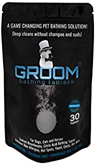 GROOM - Bathe your Dog in ONLY 5 minutes Eliminates Odor Instantly Relieves Itch Instantly Natural Hypoallergenic Dog Shampoo, pH Neutral, No Suds, No Chemicals, No Tears For all Pets, Dogs, Puppies, Cats & Horses. 30-pack bathing tablets