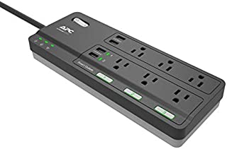 APC Smart Plug Wi-Fi Power Strip with USB Ports, PH6U4X32, 3 Smart Plugs that Work with Alexa, 6 Outlets Total, 2160 Joule Surge Protector Black