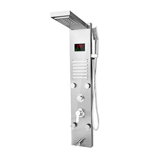 Shower Panel Set, Hydromassage Shower Column Panel, Shower Panel Shower System, with LED Lights and Temperature Display