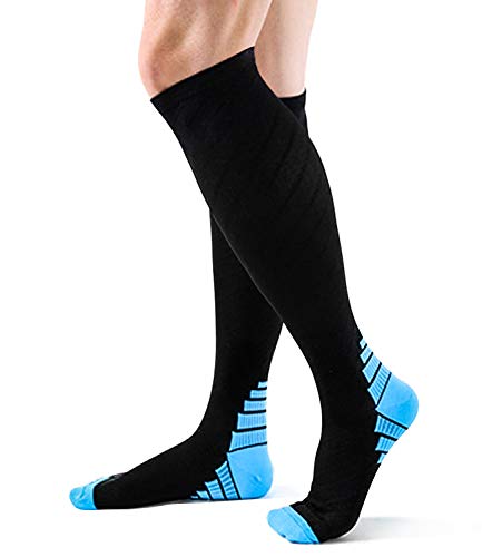 Compression Socks for Women Circulation,20-30mmhg Knee High Thick Black Sports Running Men Sock Stocking-Support Hose Recovery,Relief Calves Foot Pain for Athletic Pregnancy Travel Nursing Flying