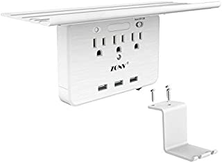 USB Charger Wall Socket Power Perch Charging Station Bathroom Electrical Extender Surge Protector Phone Holder Socket Outlet Smart Night Light Home Office Kitchen School College Dormitory Affiliates