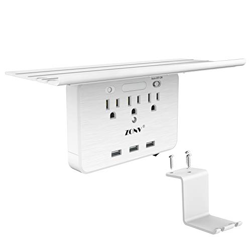 USB Charger Wall Socket Power Perch Charging Station Bathroom Electrical Extender Surge Protector Phone Holder Socket Outlet Smart Night Light Home Office Kitchen School College Dormitory Affiliates