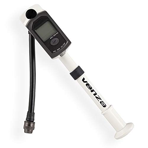 Venzo Bike Bicycle High Pressure Shock Pump -300 PSI Max- Fork & Rear Air Suspension with Digital Gauge - Great for Mountain Bike MTB Fork - Portable Mini Pump