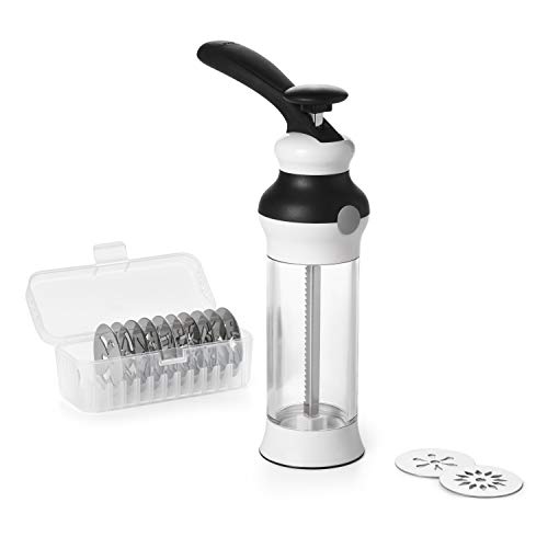 OXO Good Grips Cookie Press with Stainless Steel Disks and Storage Case, White, 100