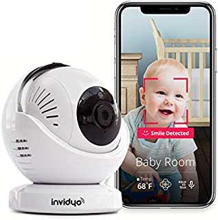 invidyo - WiFi Baby Monitor with Live Video and Audio | Cry Detection & Stranger Alerts | 1080P Full HD Camera, Night Vision, Two Way Talk, Temperature Sensor | Remote Pan & Tilt with Smart Phone App