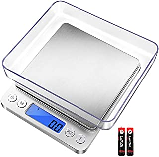 Fuzion Digital Kitchen Scale 3000g/ 0.1g, Pocket Food Scale 6 Units Conversion, Gram Scale with 2 Trays, LCD, Tare Function, Jewelry Scale for Jewlery, Food, Cooking, Nutritions(Battery Included)