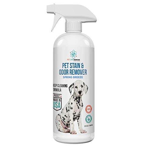 Pet Stain and Odor Remover, Fresh Spring Breeze Fragrance, Vomit, Feces & Urine Enzyme Cleaner, Spot Carpet Cleaner and Pet Stain Remover, Made in The USA (32oz)