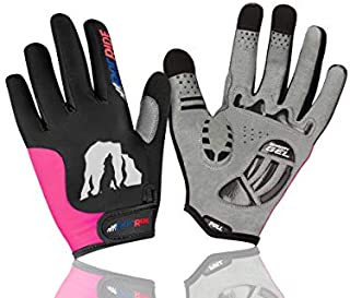 RocRide Cycling Gloves with Gel Padded Protection. Road and Mountain Biking. Full Finger with Screen Compatible Tips Men, Women and Children Sizes