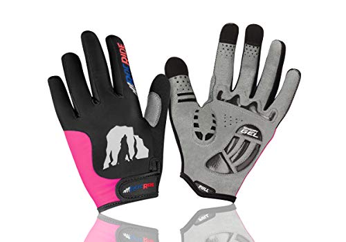 RocRide Cycling Gloves with Gel Padded Protection. Road and Mountain Biking. Full Finger with Screen Compatible Tips Men, Women and Children Sizes