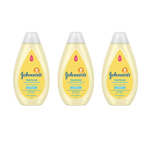 Johnson's Head-To-Toe Gentle Tear-Free Baby & Newborn Wash & Shampoo, Sulfate-, Paraben- Phthalate- & Dye-Free, Hypoallergenic Wash for Sensitive Skin & Hair, 3 x 16.9 fl. Oz (Amazon Exclusive)