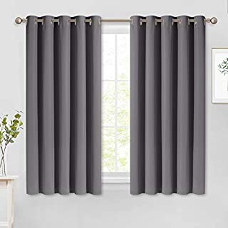 NICETOWN Bedroom Blackout Curtains Panels - Window Treatment Thermal Insulated Solid Grommet Blackout for Living Room (Set of 2, 66 by 54 Inch, Grey)