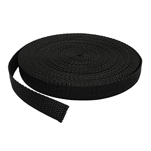 Atneway 1 Roll 10 Yards 0.75 Inch Wide Flat Nylon Webbing Strap for DIY Making Luggage Strap, Dog Leashes, Lawn Chairs, Hammocks, Towing, Outdoor Activities, Canoe Seat, Furniture, Slings - Black