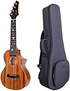 Enya EUT-M6 EQ Cutaway Acoustic Electric Tenor Ukulele 26 Inch All Solid Mahogany with DAddario Strings Beautiful Inlay and Gloss Finish