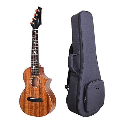 Enya EUT-M6 EQ Cutaway Acoustic Electric Tenor Ukulele 26 Inch All Solid Mahogany with DAddario Strings Beautiful Inlay and Gloss Finish