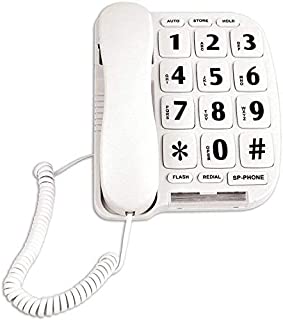 JeKaVis JF11W Big Button Corded Phone for Elderly Amplified Phones for Hearing Impaired Seniors with Loud Handsfree Speakerphone