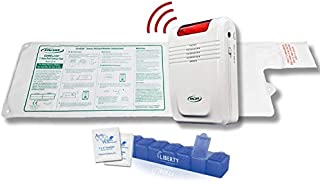 Smart Caregiver Wireless Bed Alarm System - Cordless Weight Sensing Bed Alarm Pad (10 x 30) with Remote Alert Monitor, Free Individual Cleaning Wipes and Liberty 7 Day Pill Box