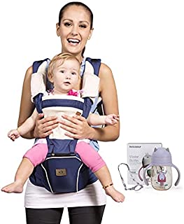 Bebamour Mesh Newborn Baby Carrier Front and Back Carry Baby Newborns to Toddler Baby Hip Carrier ,Dark Blue