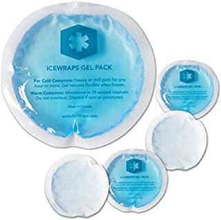 ICEWRAPS 4 Round Reusable Gel Ice Packs with Cloth Backing - Hot Cold Pack for Kids Injuries, Breastfeeding, Wisdom Teeth, First Aid - 5 Pack