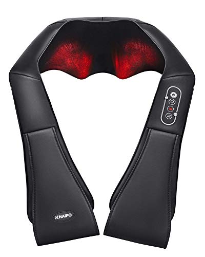 Naipo Shiatsu Back and Neck Massager with Heat Deep Kneading Massage for Neck, Back, Shoulder, Foot and Legs, Use at Home, Car, Office