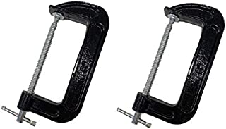 2 Piece 6 Inch C-Clamp Set - Industrial Strength, Quality Iron C Clamps for Woodworking, Welding, and Building by Blue Collar Tools