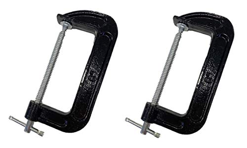 2 Piece 6 Inch C-Clamp Set - Industrial Strength, Quality Iron C Clamps for Woodworking, Welding, and Building by Blue Collar Tools