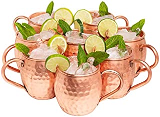 Kitchen Science Moscow Mule 100% Pure Copper Mugs Gift Set - Set of 8 - 16 oz with amazing Ayurvedic benefits, Perfect Gift for your Friends and Family