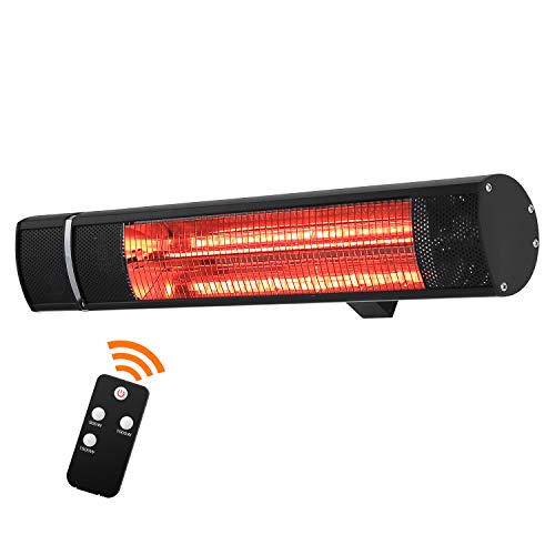 Sunday Living Electric Patio Heater, 1500W Outdoor Heater with 3 Power Settings,Overheat Protection, Infrared Heater with Remote Control, Super Quiet Wall Mounted Space Heater, In/Outdoor, TW15R