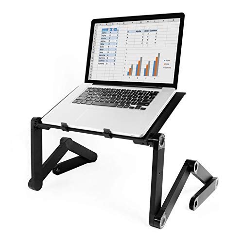 FLEX DESK Adjustable Laptop Stand  Portable Lightweight Standing Laptop Table for Desk Bed Sofa - Ergonomic Lap Workstation  Keyboard Riser with Ventilation - Great for Ultrabook MacBook Notebook