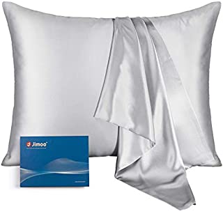 Natural Silk Pillowcase, for Hair and Skin with Hidden Zipper,22 Momme,600 Thread Count 100% Mulberry Silk, Soft Breathable Smooth Both Sided Silk Pillow Cover(Silver Grey, Standard 20''×26'',1pcs)