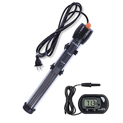 Orlushy Submersible Aquarium Heater 300W-Fish Tahk Heater with Adjust Knob Thermostat 2 Suction Cups Suitable for Marine Reef Fish Tank Sump