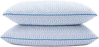 puredown Natural White Goose Down Feather Cool-Down Pillow with Cooling Ice Silk Cover,Set of 2, Standard