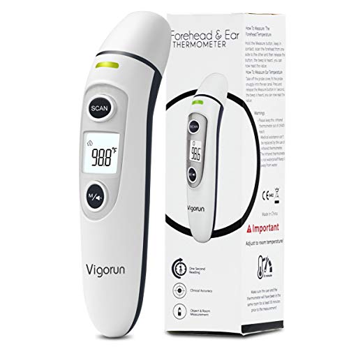 New VersionVigorun Medical Forehead and Ear Thermometer, Digital Infrared Temporal Thermometer for Fever, Instant Accurate Reading for Baby Kids and Adults Baby and Adults